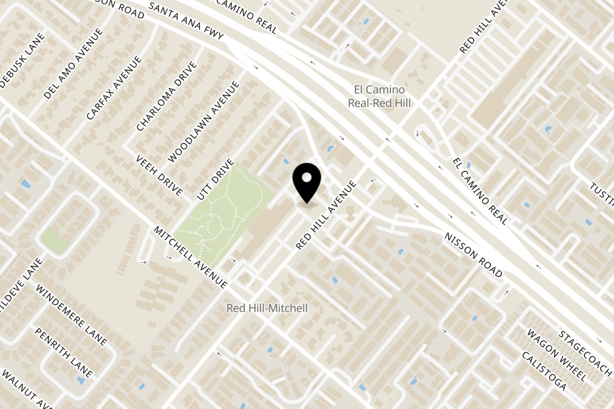 Map showing the location of India Kitchen Tustin, CA on 14131 Red Hill Ave in Tustin